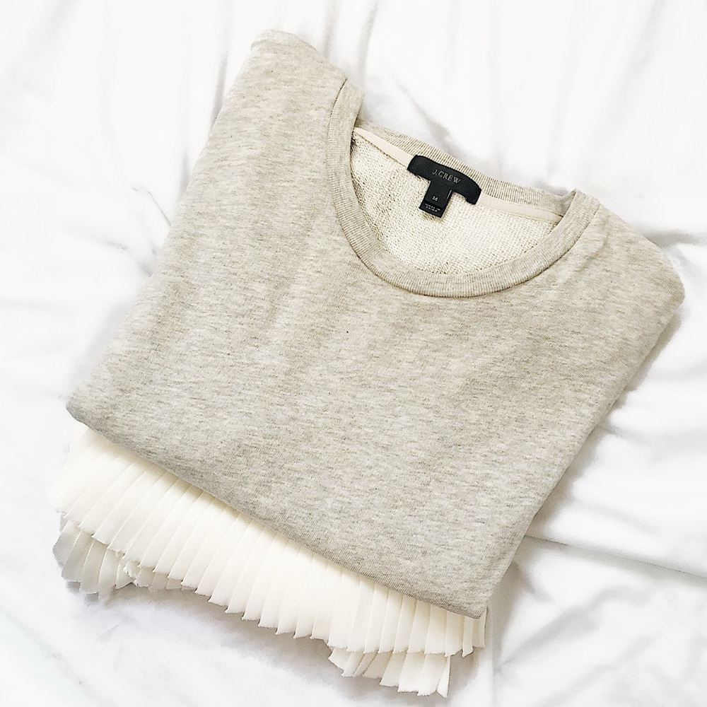 J. Crew Gray Ruffle Hem Sweatshirt